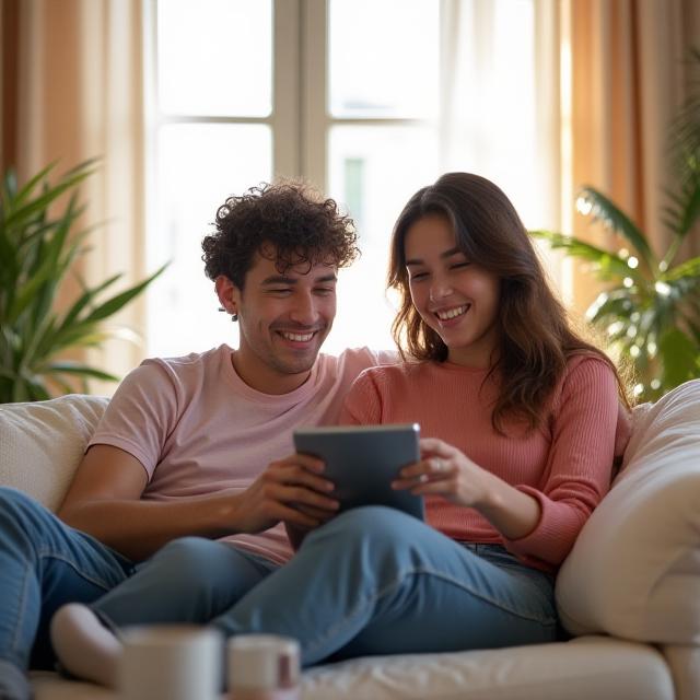 Padres jóvenes en Madrid planificando el futuro financiero de su hijo